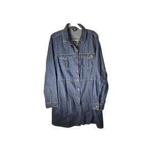 Frye Demin Dress Country Western Short Dress Xlarge XL Button Up Collared